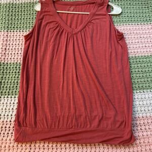 Loft Raspberry Pink Slvless Tank Top V Neck/Banded Hem Size Large Stretchy